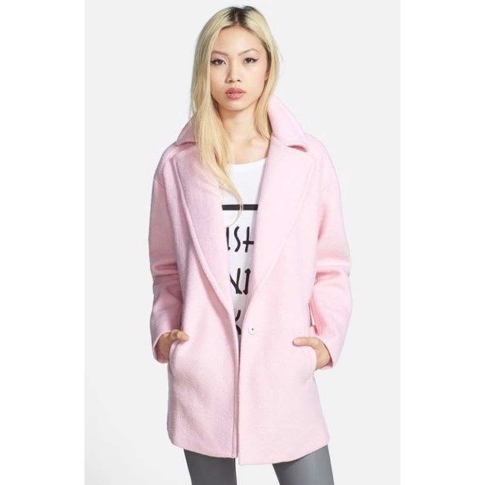 Single Button Car Coat in Light Pink
